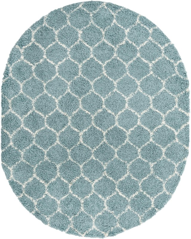 7' 10 x 10' Barnett · Lattice shag rug, light blue and ivory