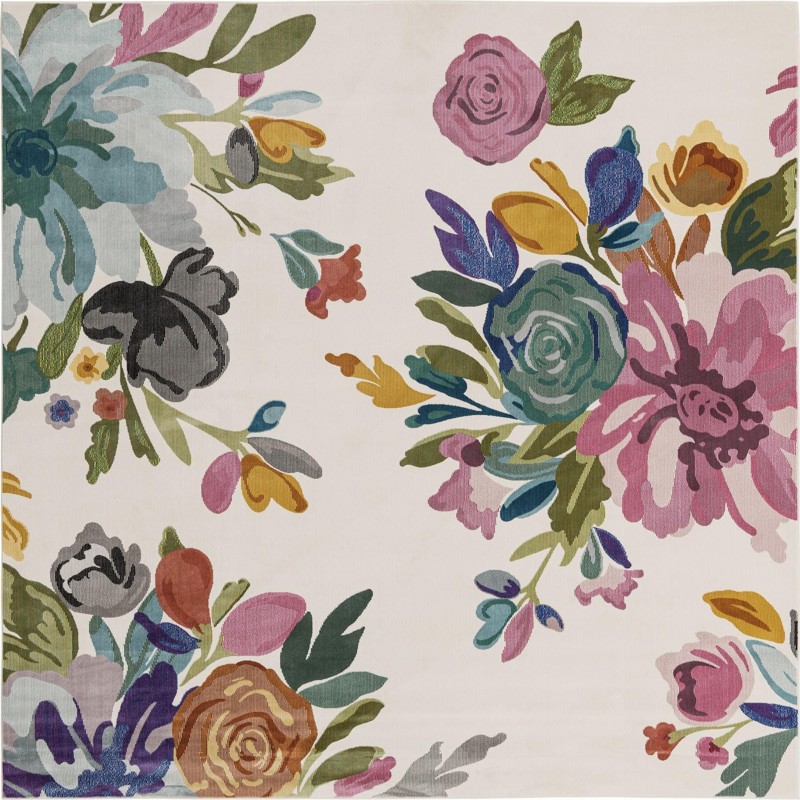 7' 10 x 7' 10 Hastings · Floral / botanical rug, ivory