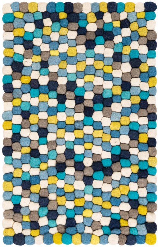 2' x 3' 1 Hawthorne · Pebbled Wool Rug, blue and multicolor