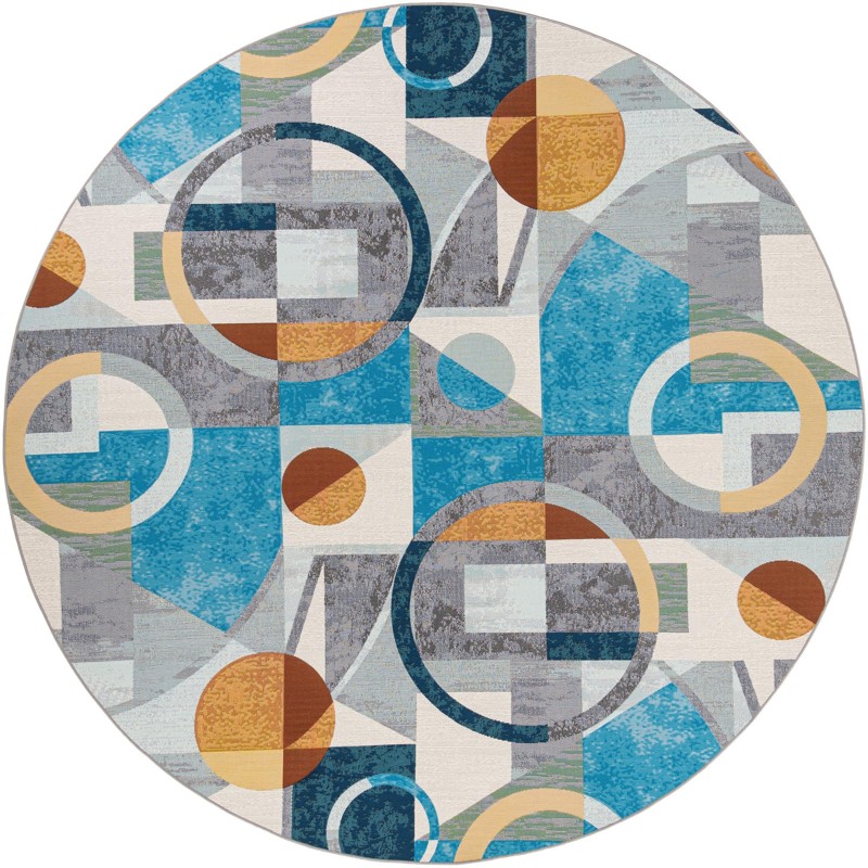 Lomax · Abstract geometric Outdoor Rug, blue and multicolor