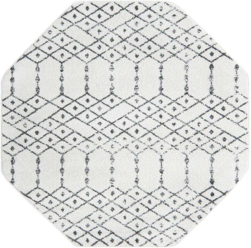 5' 3 x 5' 3 Newcomb · Geometric lattice rug, ivory and charcoal