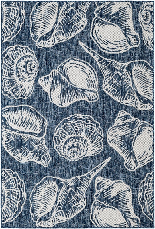 4' x 6' Arcata · Pictoral Outdoor Rug, navy blue and ivory