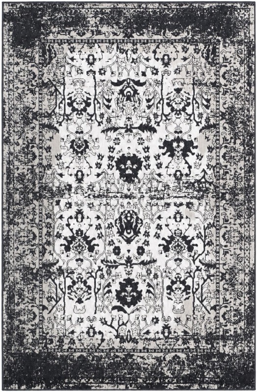 5' 3 x 8' Sandys · Distressed traditional Washable Rug, black and white