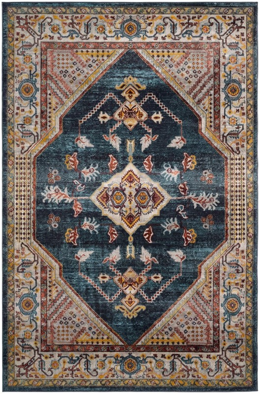 6' x 9' Murray · Border Washable Rug, navy blue