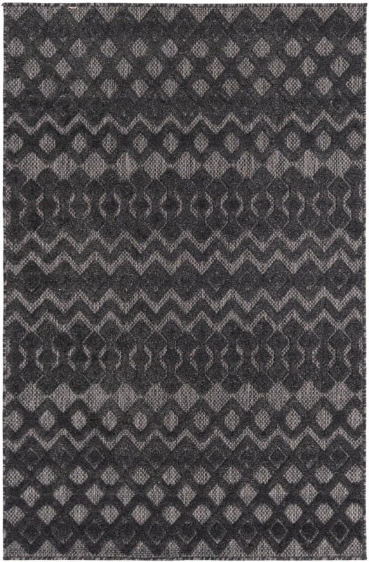 4' x 6' Creed · Geometric Outdoor Rug, charcoal gray and ash