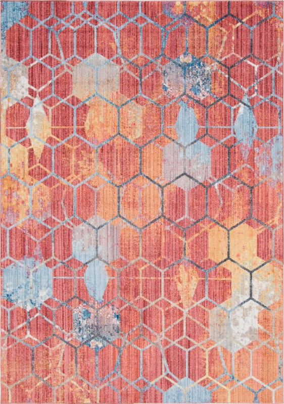 7' x 10' Huntley · Geometric rug, red