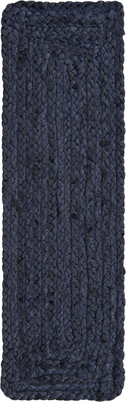 Marlin · Solid Braided Jute Rug, navy