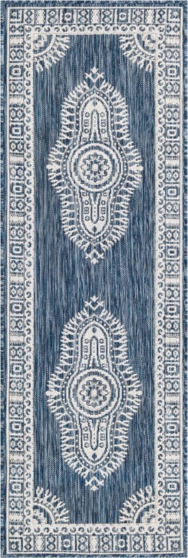 2' x 6' Bainbridge · Border Outdoor Rug, blue