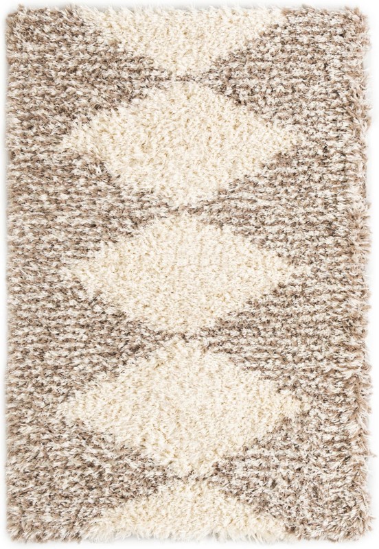 4' x 6' Carlton · Geometric shag rug, pearl and khaki