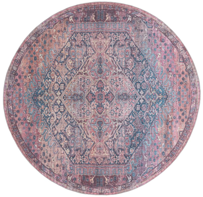 Darnell · Medallion Washable Rug, rust and navy