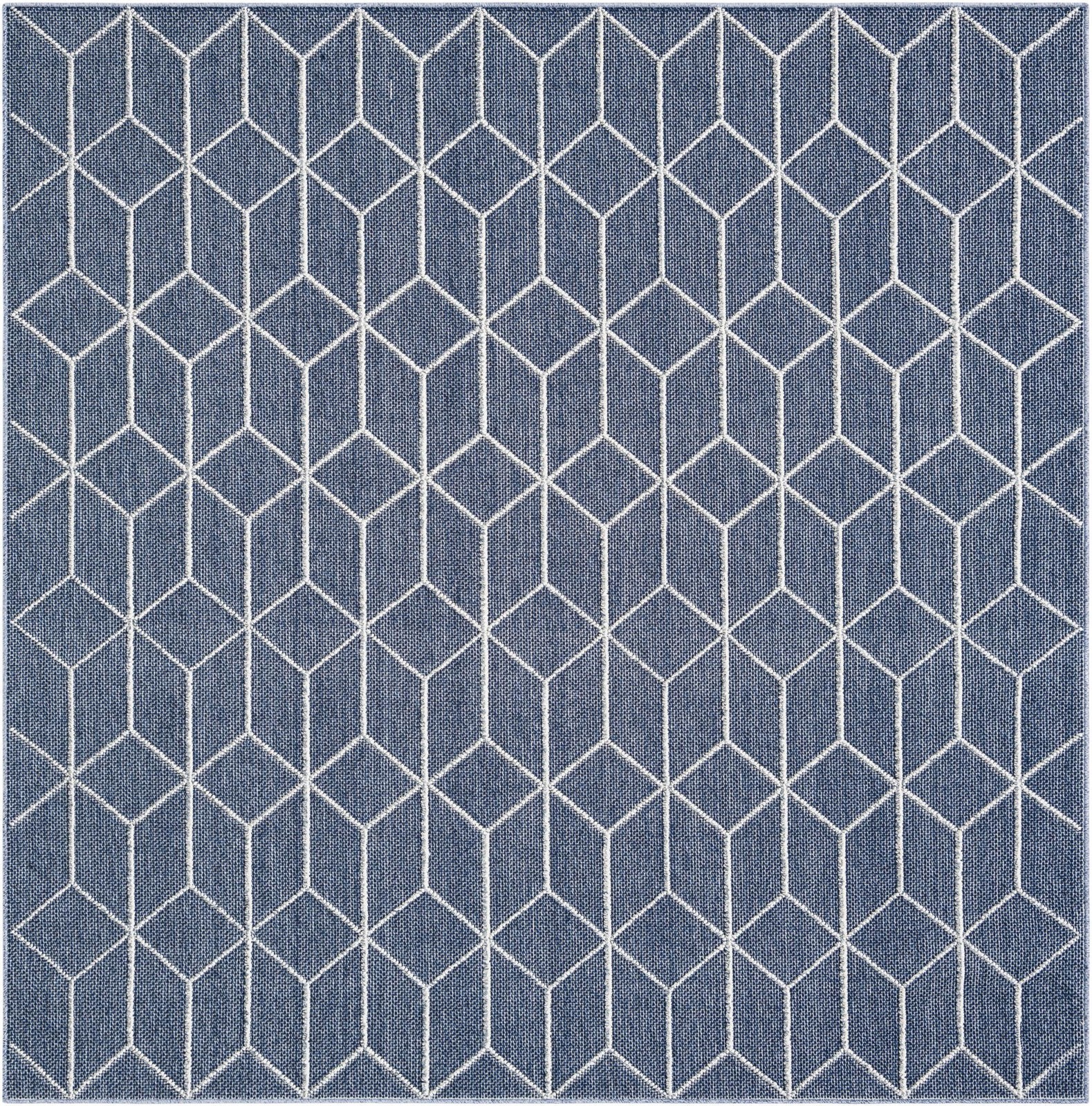 7' 10 x 7' 10 Jasper · Geometric Outdoor Rug, navy and white