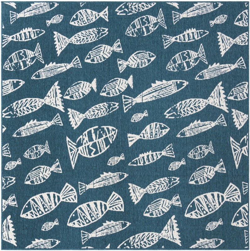 7' 10 x 7' 10 Thaddeus · Pictoral Outdoor Rug, blue