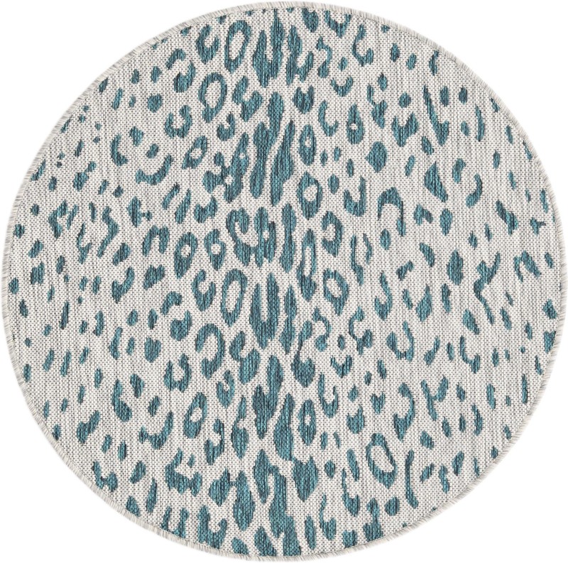 3' x 3' Winterberry · Animal print Outdoor Rug, teal