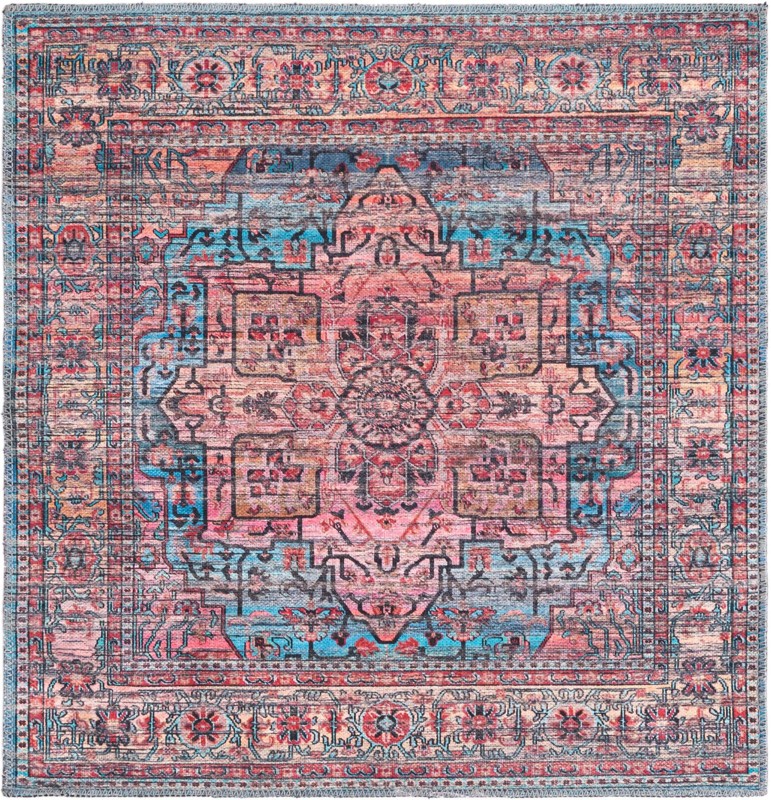 3' 3 x 3' 3 Sawyer · Border Washable Rug, blue