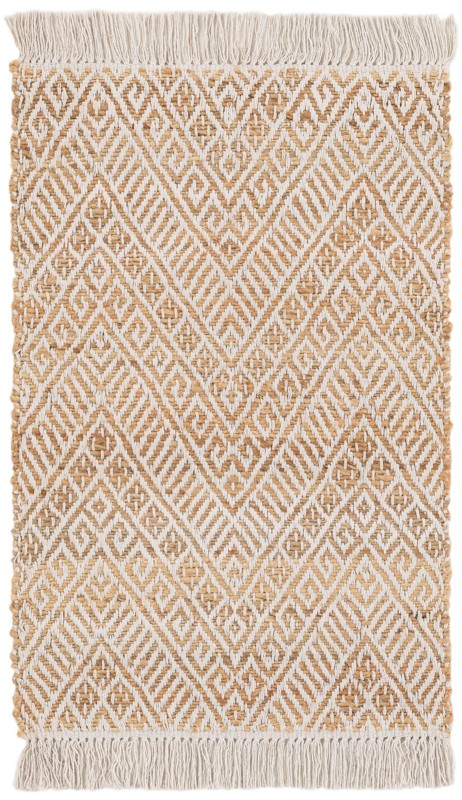 2' x 3' 1 Fulton · Diamond chevron Braided Jute Rug, natural and white