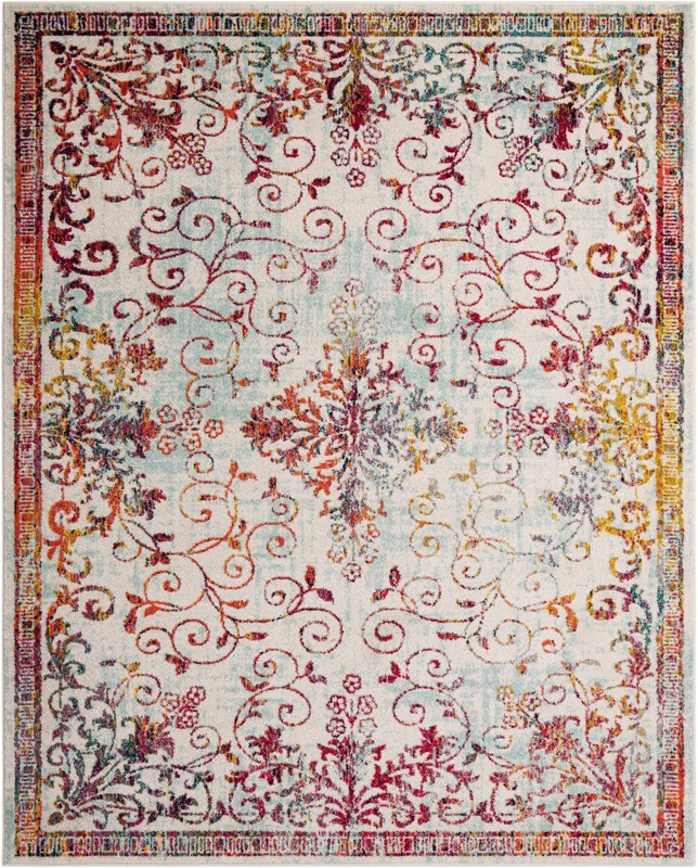 7' 10 x 10' Brockton · Distressed medallion rug, multicolor and ivory