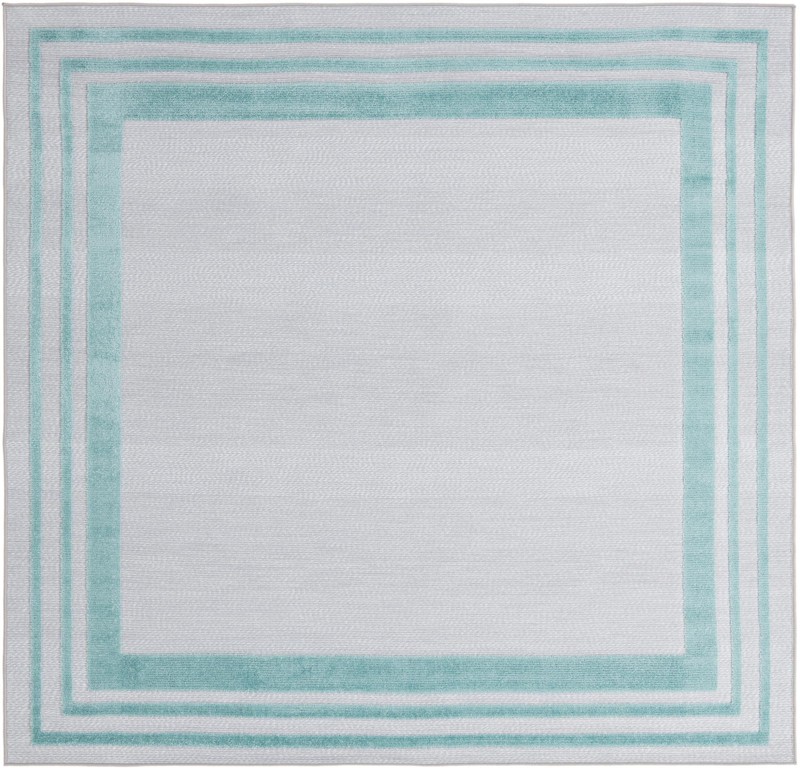 Walnut · Border Outdoor Rug, gray and teal