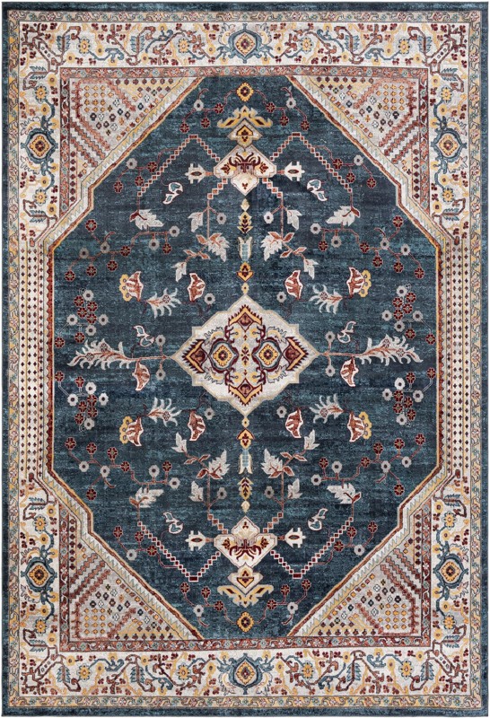 10' x 14' Murray · Medallion Washable Rug, navy and gold
