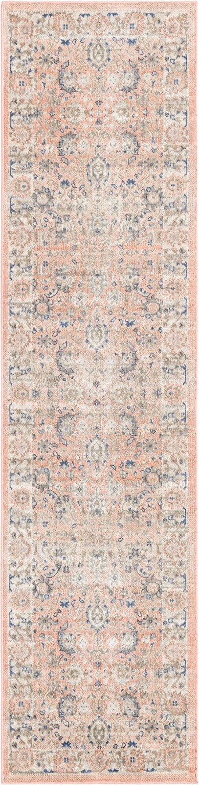 2' x 8' McKay · Medallion rug, pink and blue