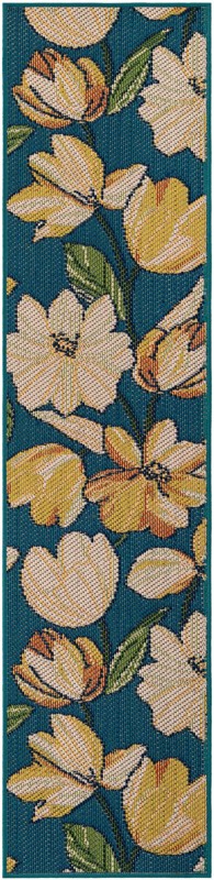 Lyndon · Floral / botanical Outdoor Rug, blue