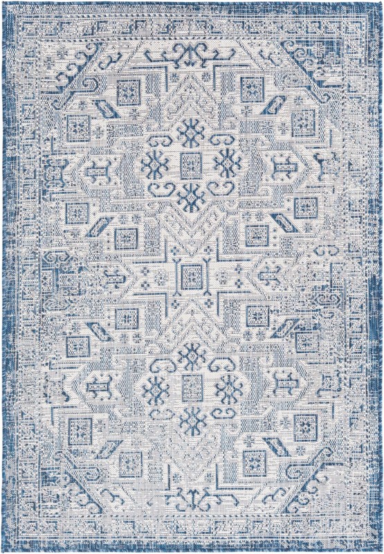 4' x 6' Estuary · Border Outdoor Rug, blue