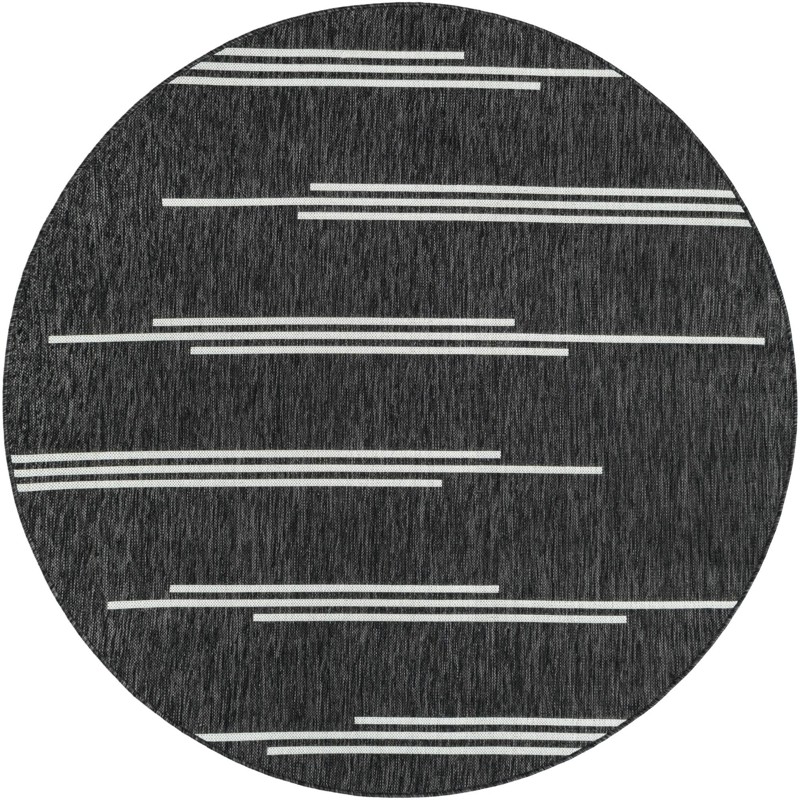 6' x 6' Farrow · Lines Outdoor Rug, black and white