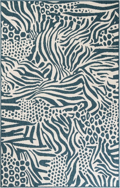 5' x 8' Whittier · Animal print Outdoor Rug, navy blue and ivory