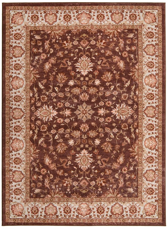 6' 7 x 9' Bluebell · Floral rug, brown and ivory
