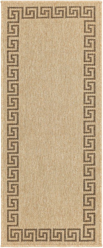 2' x 5' 3 Hitchcock · Border rug, natural and brown