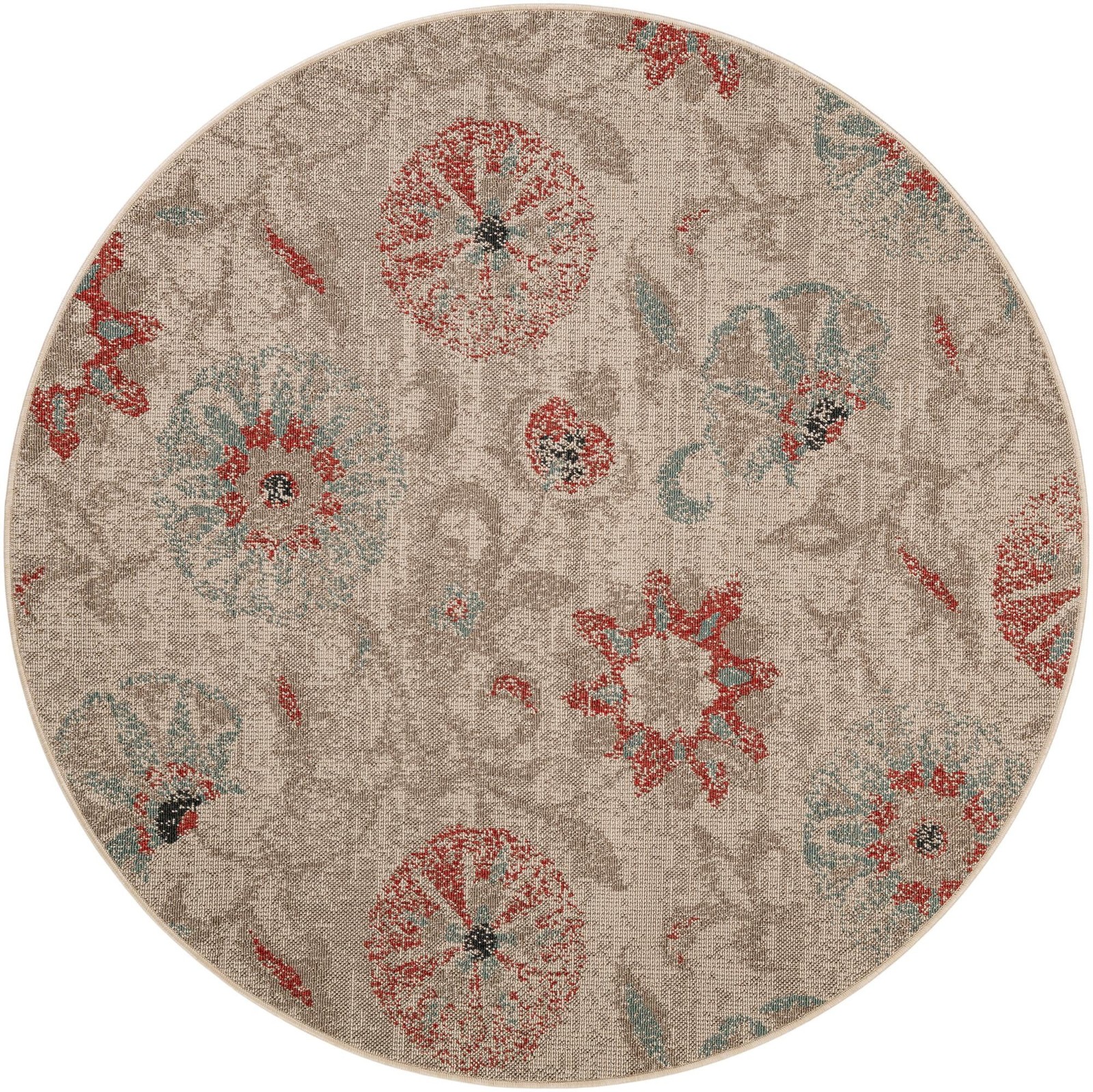 6' x 6' Lofton · Floral / botanical Outdoor Rug, beige