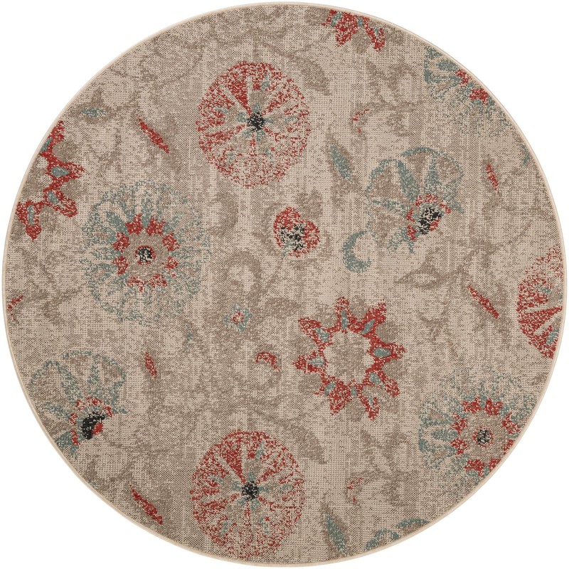6' x 6' Lofton · Floral / botanical Outdoor Rug, beige
