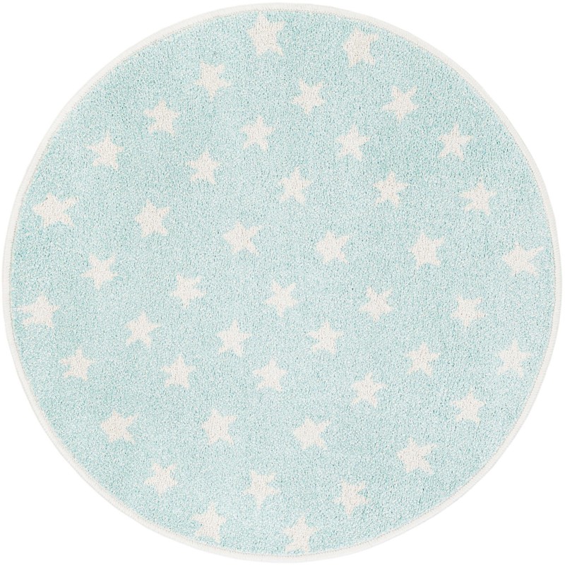 3' 3 x 3' 3 Dorsey · Star rug, light blue and ivory