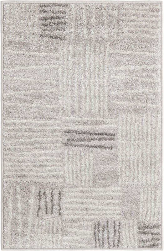 2' x 3' Snowberry · Lines rug, gray