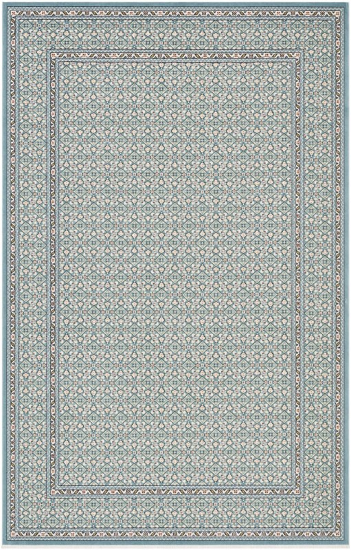 5' 3 x 8' Fenton · Lattice rug, light blue and cream