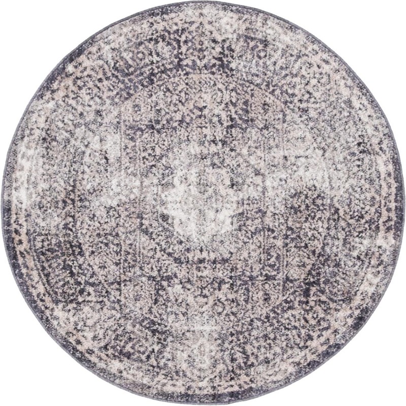 Beaman · Distressed medallion rug, gray and ivory