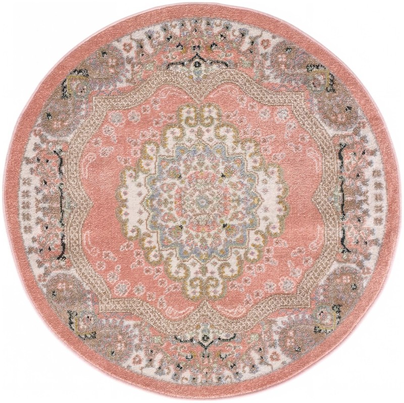 Candlelight · Border Washable Rug, rose pink