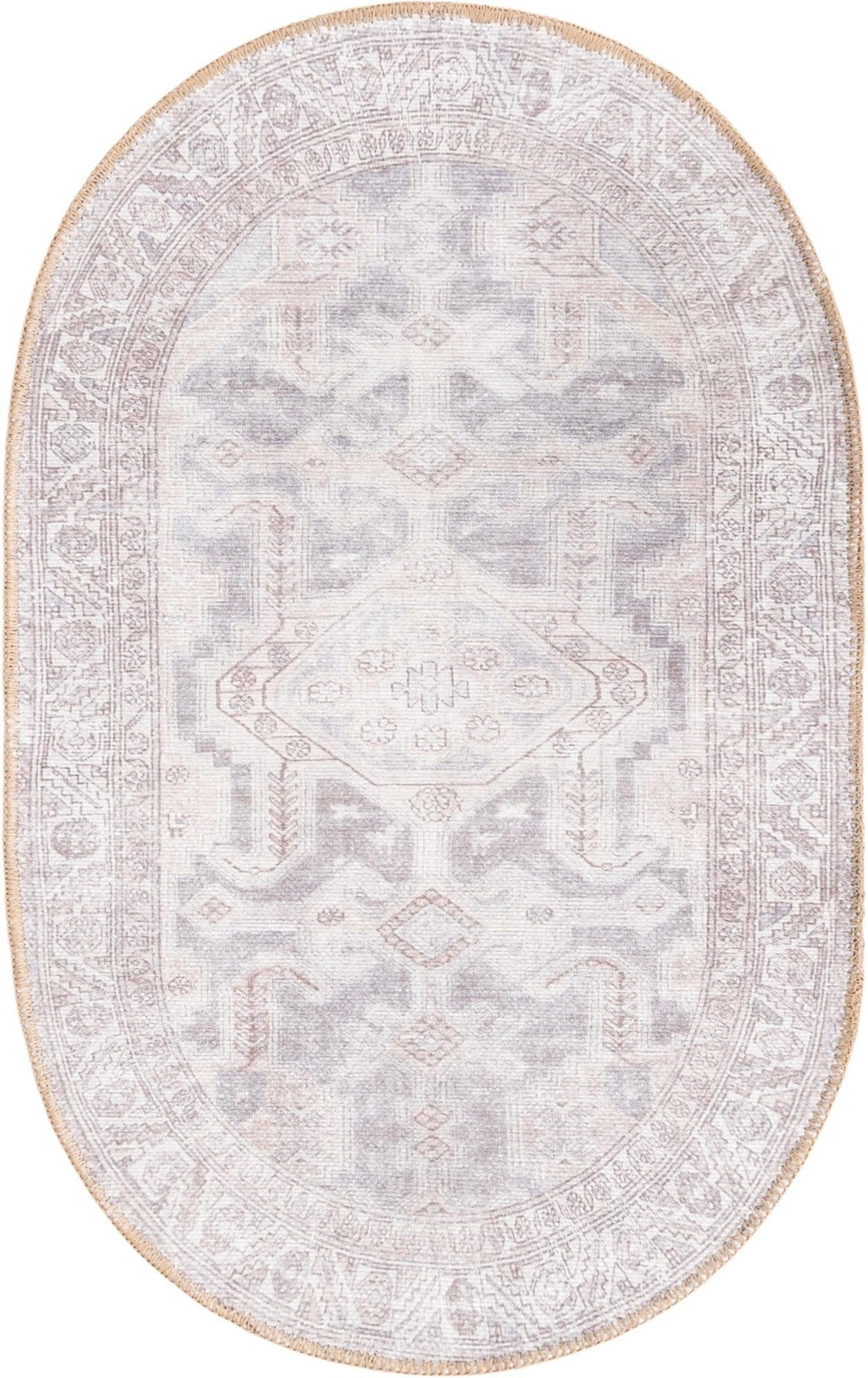2' x 3' Walford · Faded medallion Washable Rug, gray and beige