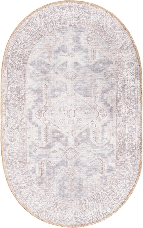 2' x 3' Walford · Faded medallion Washable Rug, gray and beige
