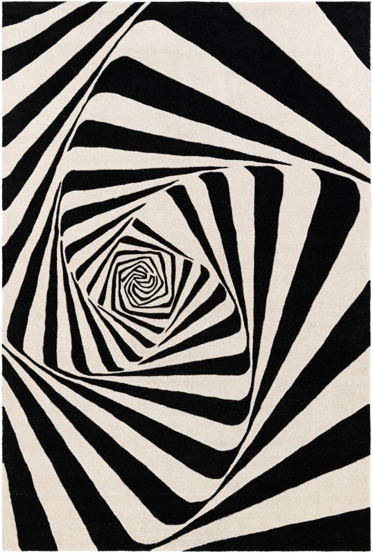 6' 1 x 9' Natchez · Abstract Wool Rug, black and white