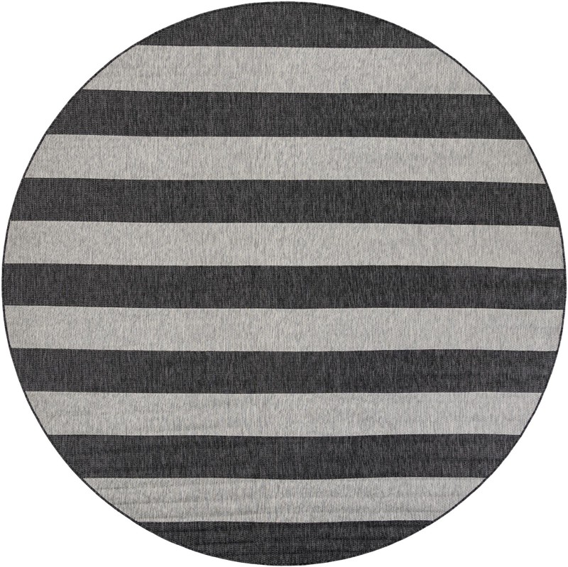10' x 10' Dahlia · Striped Outdoor Rug, charcoal