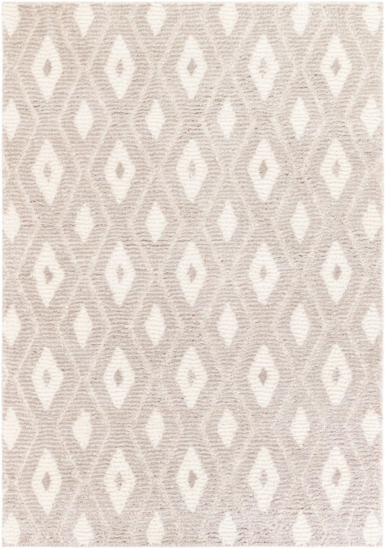 Gaines · Diamond lattice Shag Rug, taupe and ivory