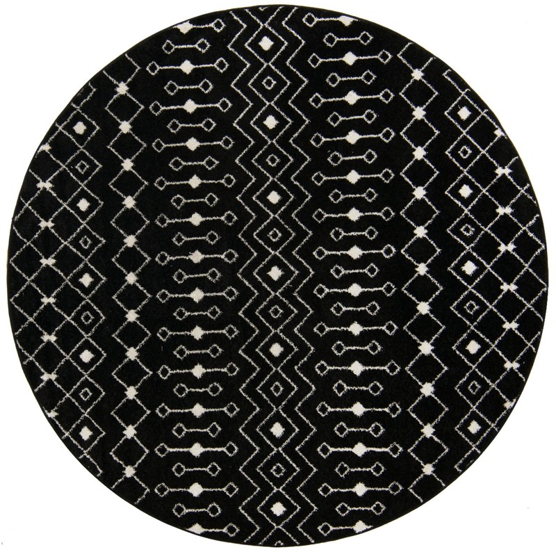 7' 10 x 7' 10 Boswell · Geometric trellis rug, black and white
