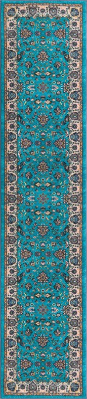2' 2 x 10' Bluebell · Persian floral rug, aqua and beige