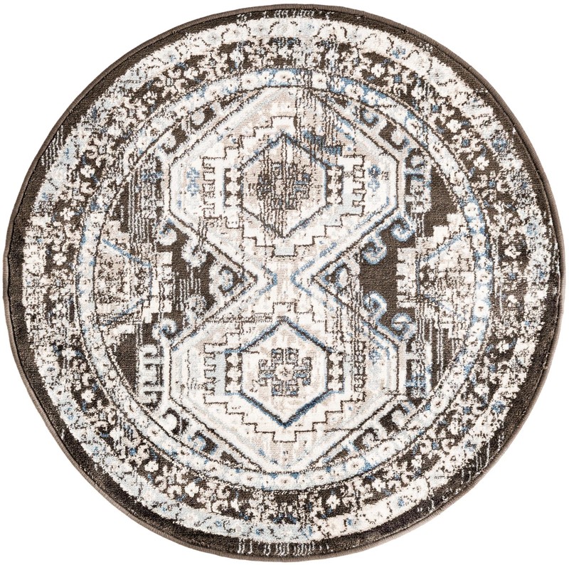 3' x 3' Harmon · Border rug, gray