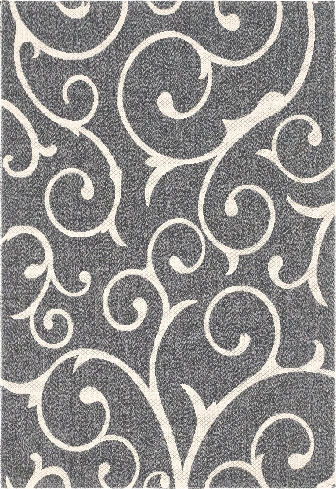 4' 2 x 6' Sylvia · Scrollwork rug, dark gray and ivory