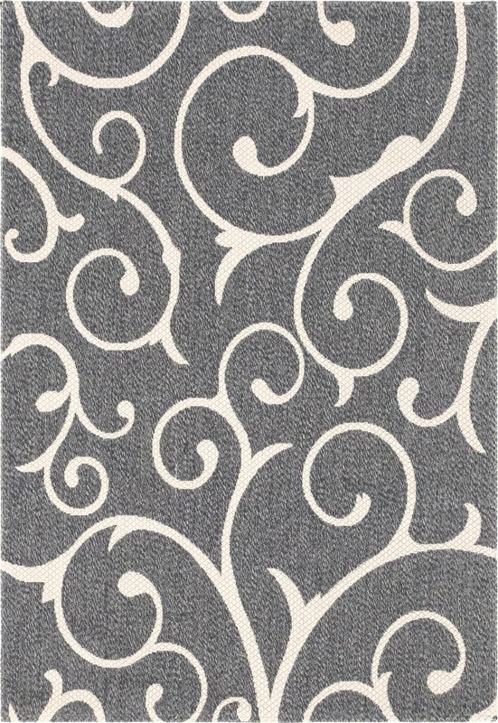 Sylvia · Scrollwork rug, dark gray and ivory