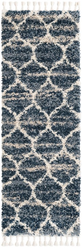 Everett · Lattice shag rug, blue and ivory