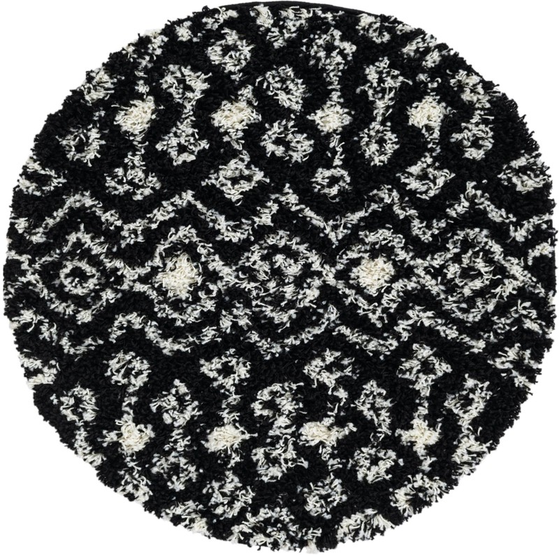 Bayley · Geometric shag rug, black and cream