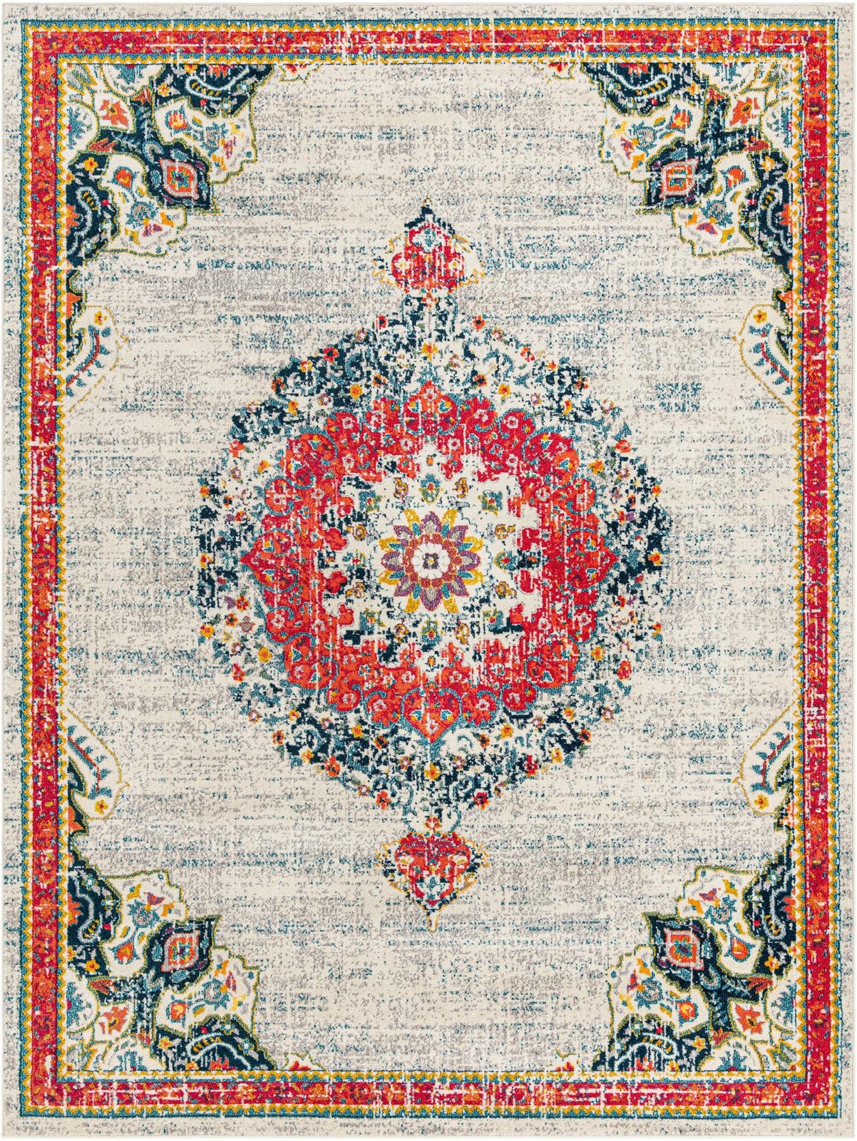 10' x 13' Amberley · Border rug, ivory