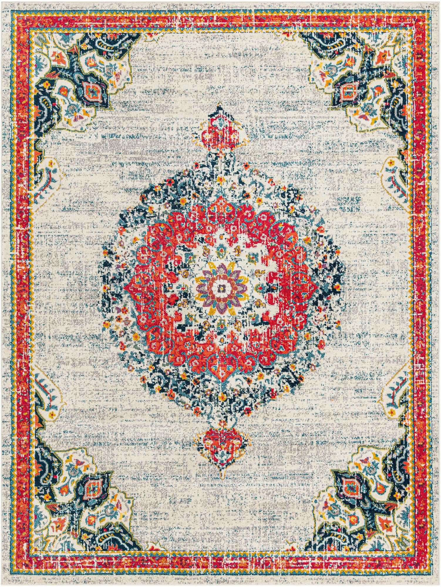10' x 13' Amberley · Border rug, ivory